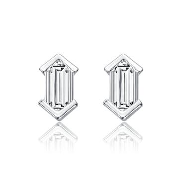 Baguette CZ Stud Earrings In Sterling Silver