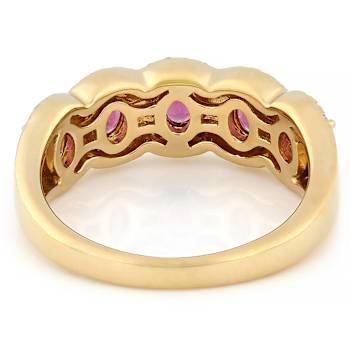 Grape Color Garnet Oval And White Zircon Ring In 18K Gold Over Sterling
Silver 1.15ctw