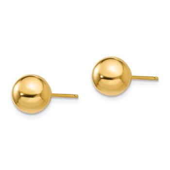 14k Yellow Gold Polished 7mm Ball Stud Earrings