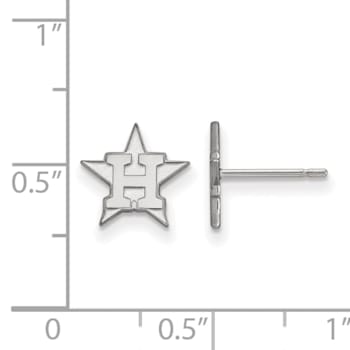 Rhodium Over Sterling Silver MLB LogoArt Houston Astros Post Earrings