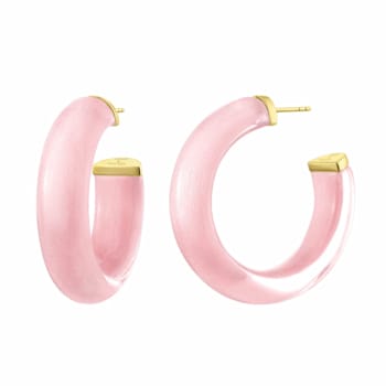 14K Yellow Gold Over Sterling Silver Medium Illusion Acrylic Hoops in
Ballerina Slipper