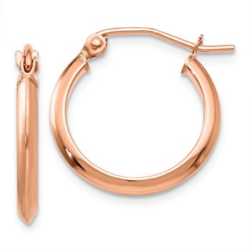 14k Rose Gold 1/2" Knife Edge Hoop Earrings