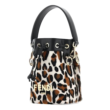 Fendi Mon Tresor Animal Print Sheepskin Mini Crossbody Bucket Bag