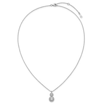 Rhodium Over Sterling Silver Double Round Cubic Zirconia Halo With 2
Inch Extension Necklace