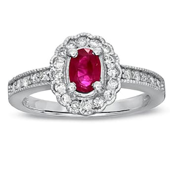 0.70ctw Ruby and Diamond Ring in 14k White Gold