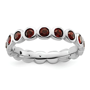 Sterling Silver Stackable Expressions Red Crystal Ring