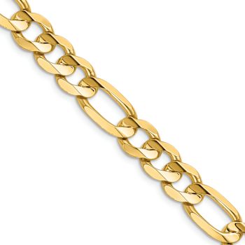 14k Yellow Gold 8.75mm Solid Concave Open Figaro 28 Inch Chain