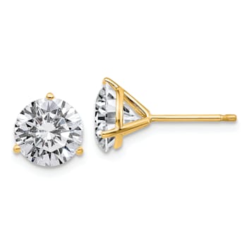 14K Yellow Gold 3ct. 7.5mm Round G H I True Light Moissanite Earrings