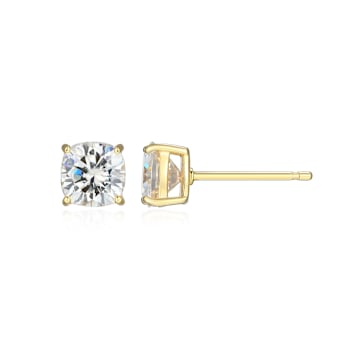 Square Cushion Cut Moissanite 14k Yellow Gold Over Silver Stud Earrings
2.20ctw DEW