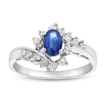 3/4ctw Sapphire and Diamond Ring in 14k White Gold