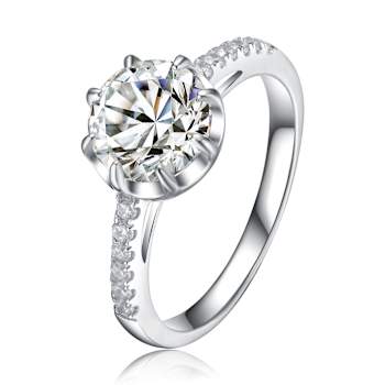 CZ Solitaire Ring In Sterling Silver