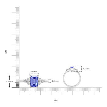 14K White Gold Tanzanite and Diamond Ring 0.59 ctw
