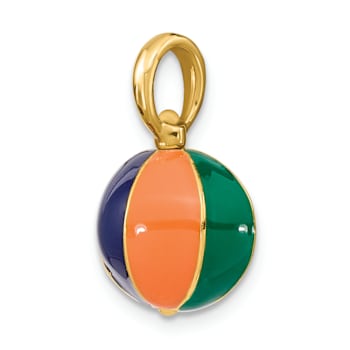 14k Yellow Gold 3D Multi Color Enamel Beach Ball Charm