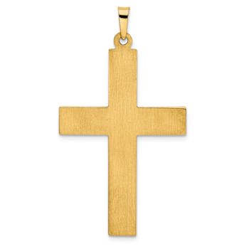 14k Yellow Gold Polished Stripe Design Latin Cross Pendant