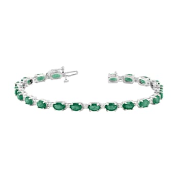 9.40ctw Emerald and Diamond Bracelet set in 14k White Gold