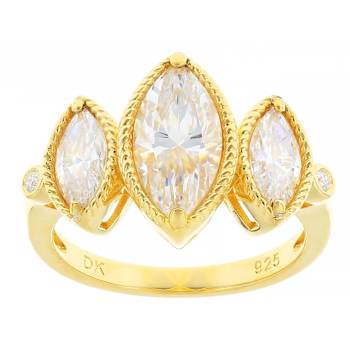 Diamond Simulant Marquise And Lab-Created Moissanite Ring In 18K Gold
Over Sterling Silver 3.99ctw