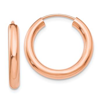 14k Rose Gold 3/4" Polished Endless Tube Hoop Earrings