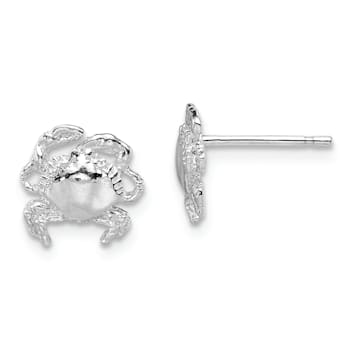 Rhodium Over Sterling Silver Polished Crab Post Earrings