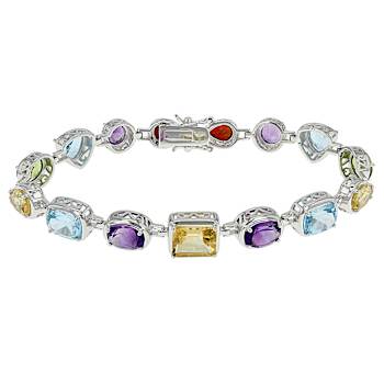 Multi-Gemstone Bracelet In Sterling Silver 20.70ctw