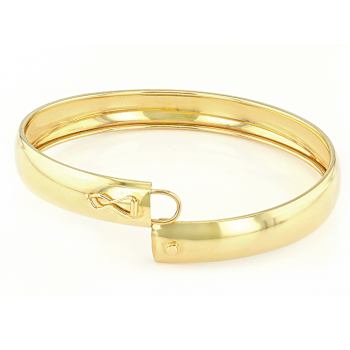 Polished 10mm Hinge Bangle Bracelet In 18K Gold Over Sterling Silver