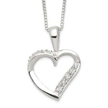 Sterling Silver Cubic Zirconia Heart Necklace