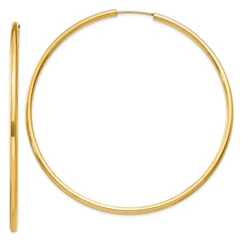14k Yellow Gold Polished 2 3/8" Round Endless Hoop Earrings