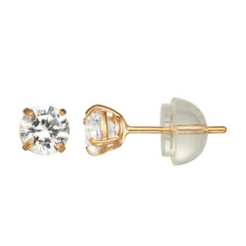 Round Lab Created White Sapphire 14K Yellow Gold Childrens Stud Earrings 0.70ctw