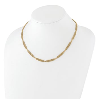 14K Yellow Gold Polished and Diamond-cut Multi-Strand and Beaded
18.25-inch Necklace