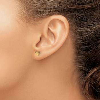 14k Yellow Gold Polished Butterfly Stud Earrings