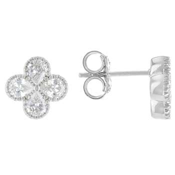 CZ Clover Stud Earrings In PlatInum-Enhanced Sterling Silver 1.87ctw