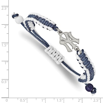 Stainless Steel MLB LogoArt New York Yankees N-Y Adjustable Cord Bracelet