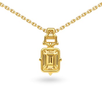 Natural Yellow Citrine 14K Yellow Gold Over Sterling Silver Octagen
Shape Pendant with Chain