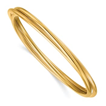 14K Yellow Gold Polished 3 Intertwined Slip-on Bangle