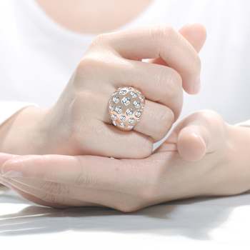 Pave CZ Dome Ring In 18K Rose Gold Over Brass
