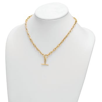 14K Yellow Gold Paperclip 18-inch Toggle Necklace
