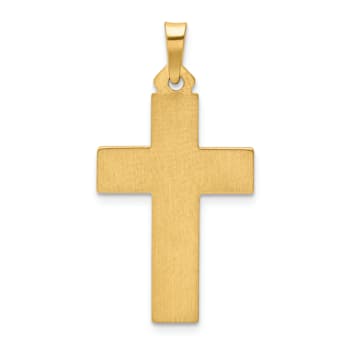 14K Yellow Gold Brushed and Polished Latin Cross Pendant