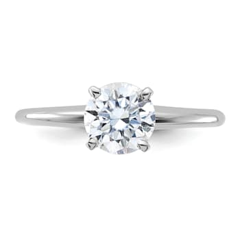 Rhodium Over 14K White Gold 1 ct. D E F Pure Light Round Moissanite
Solitaire Ring