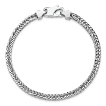 Rhodium Over Sterling Silver Polished 4.0mm Franco 8 Inch Chain Bracelet