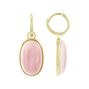 Pink Conch Shell Earrings In 18K Gold Over Sterling Silver 20x12mm