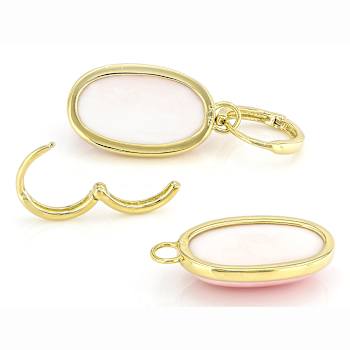 Pink Conch Shell Earrings In 18K Gold Over Sterling Silver 20x12mm