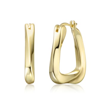 Twisted Wavy Hoop Earrings In 14K Gold Over Brass