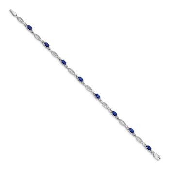 Rhodium Over 10k White Gold Diamond and Sapphire Bracelet