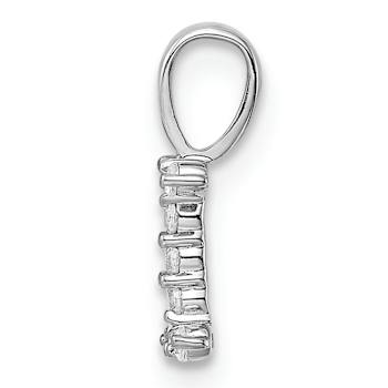 Rhodium Over 14K White Gold Lab Grown Diamond Letter I Initial Pendant