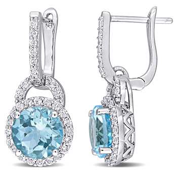 5.63ctw White Topaz and Sky Blue Topaz Earrings in Sterling Silver