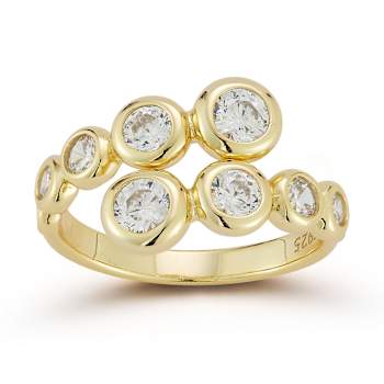 Rachel Zoe CZ Bubble Bypass Ring in 14K Gold Over Sterling Silver