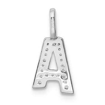 14K White Gold Diamond Letter A Initial Pendant