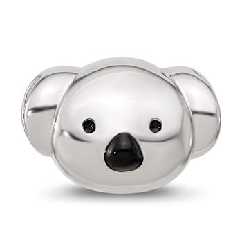 Sterling Silver Enamel Koala Bear Face Bead