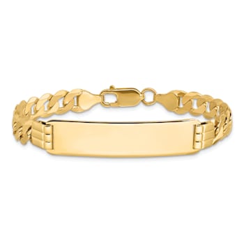 10k Yellow Gold Flat Curb Link ID Bracelet