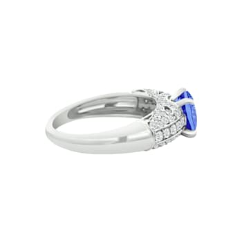 14K White Gold Round Tanzanite and Diamond Ring, 1.72ctw