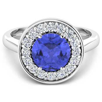 2.5ctw Violet Tanzanite and Diamond 14K White Gold Halo Ring